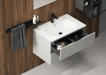 QUB07 - Single wooden vanity unit with drawers with cabinets by Gruppo Geromin - view 3